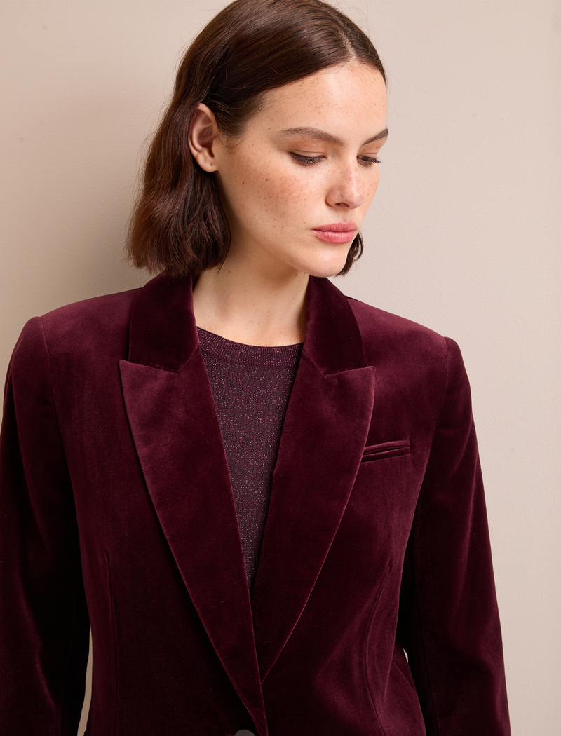 Jamie Velvet Blazer - Burgundy