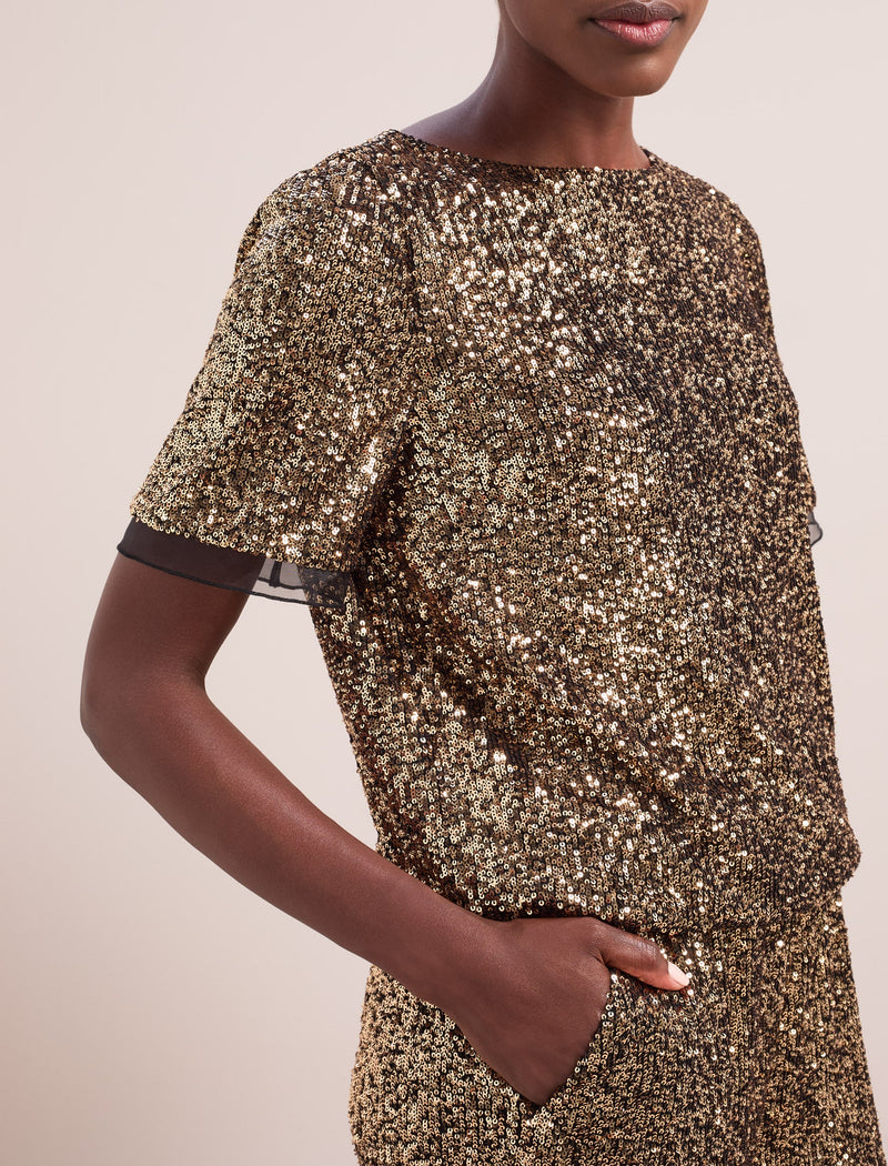 Hester Sequin Jumpsuit - Gold