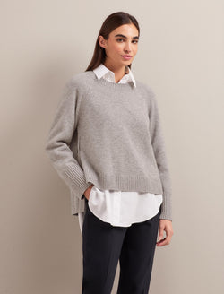 Ezra Cashmere Blend Jumper - Mid Grey