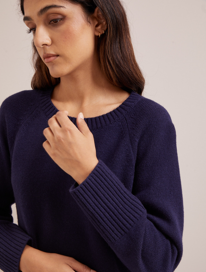 Ezra Cashmere Blend Jumper - Navy