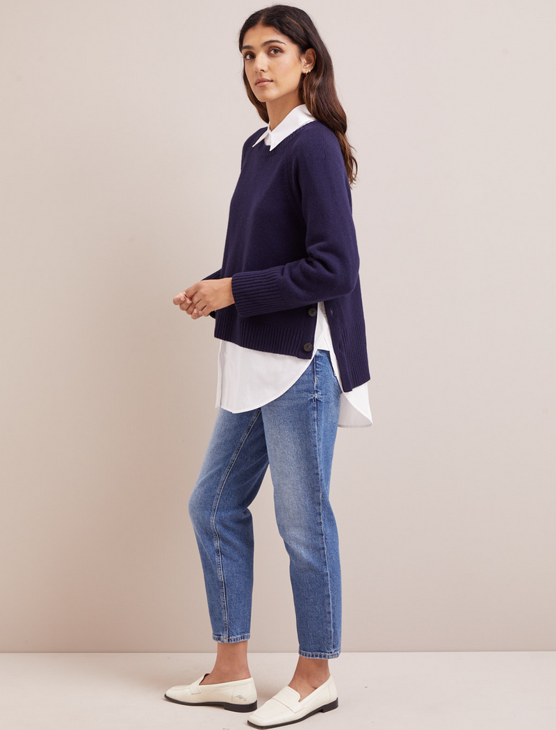 Ezra Cashmere Blend Jumper - Navy