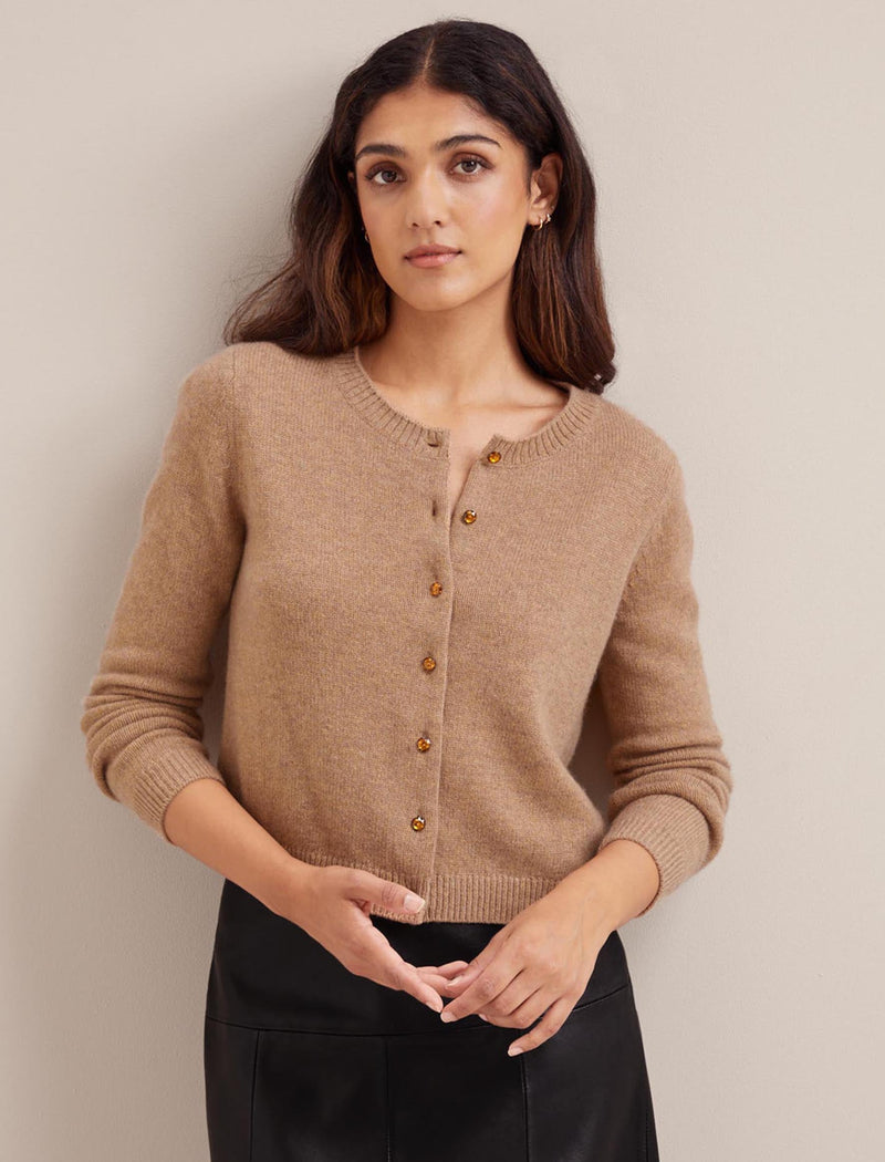 Clara Cashmere Cardigan - Camel