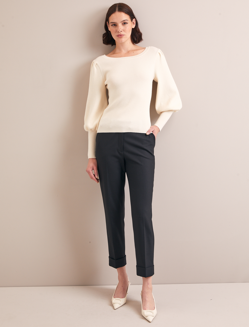 Eva Wool Boat Neck Jumper - Cream