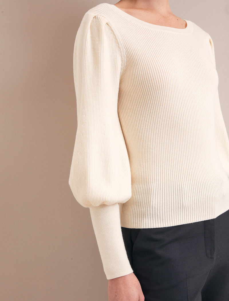 Eva Wool Boat Neck Jumper - Cream