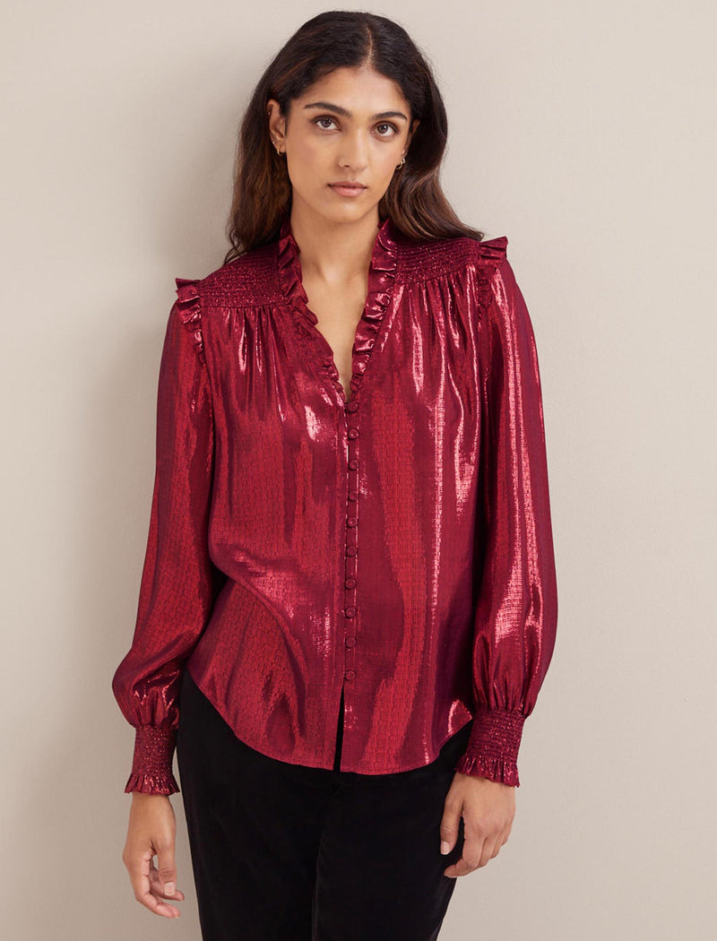 Stella Silk Blend Shirt - Burgundy