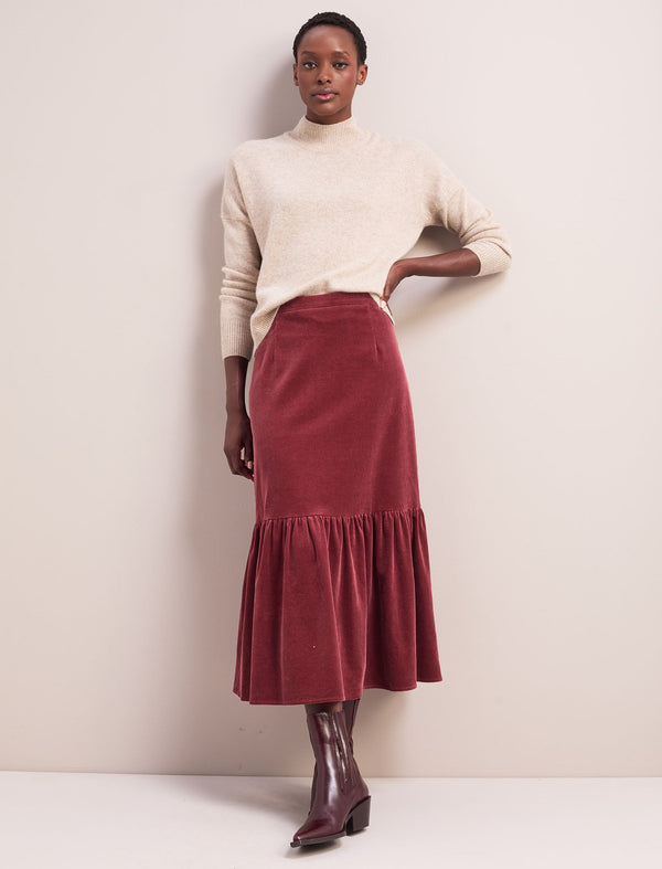 Daphne Corduroy Maxi Skirt - Blush