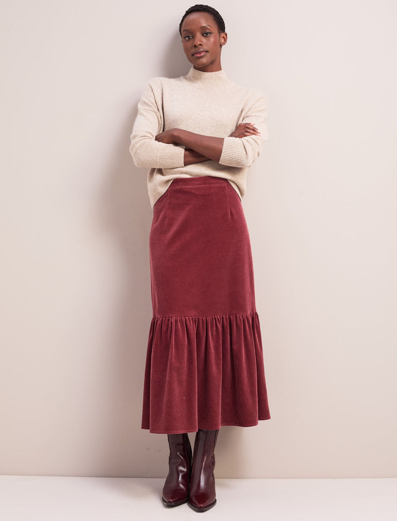 Daphne Corduroy Maxi Skirt - Blush