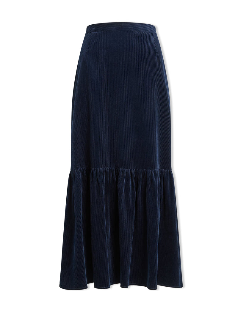 Daphne Corduroy Maxi Skirt - Navy