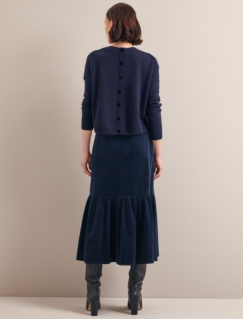 Daphne Corduroy Maxi Skirt - Navy