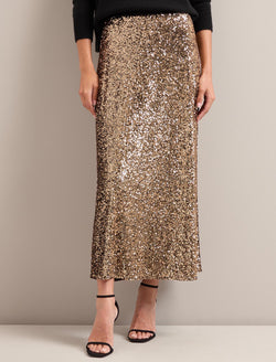 Scarlett Sequin Maxi Skirt - Gold