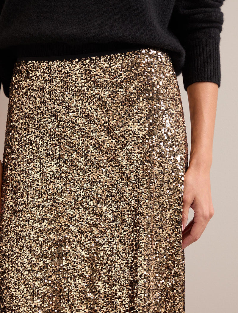 Scarlett Sequin Maxi Skirt - Gold