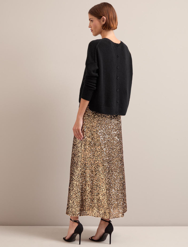 Scarlett Sequin Maxi Skirt - Gold