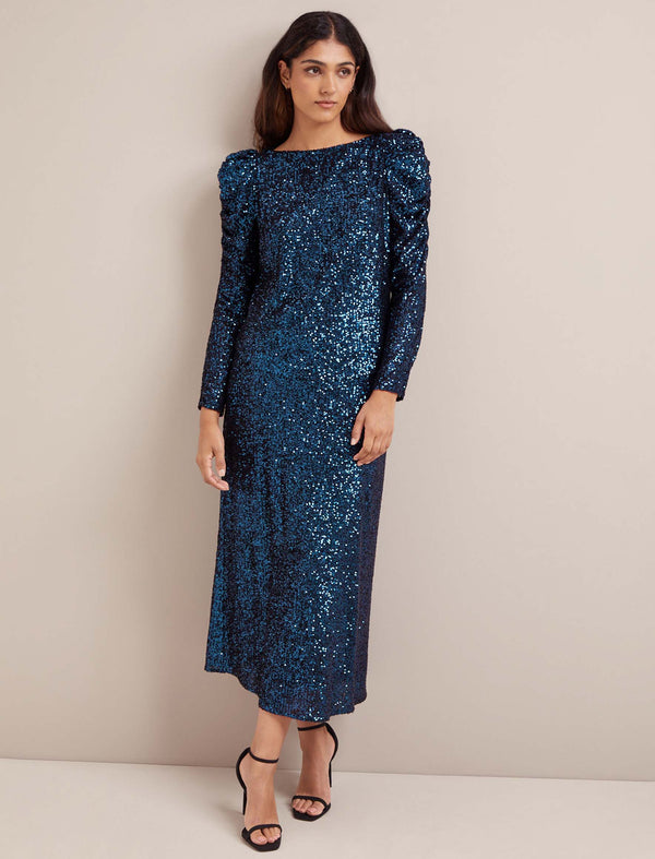 Scarlett Sequin Maxi Skirt - Navy