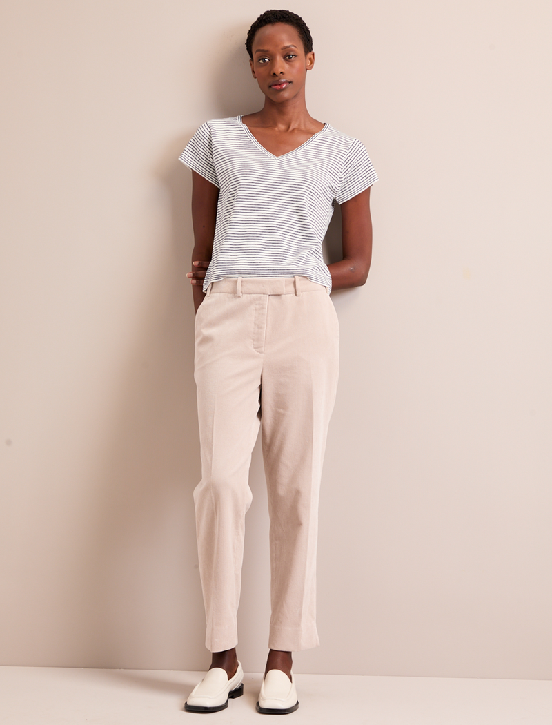 Tatum Corduroy Tapered Trouser - Stone