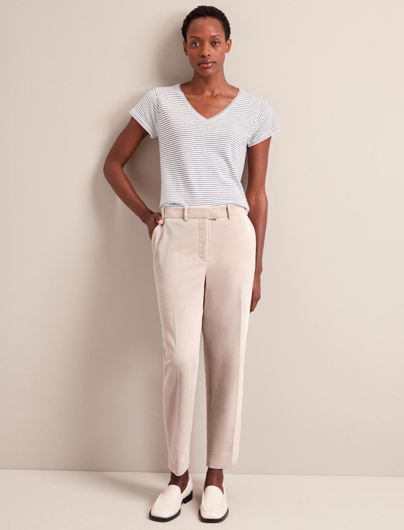 Tatum Corduroy Tapered Trouser - Stone