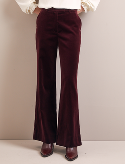 Taylor Velvet Wide Leg Trouser - Burgundy