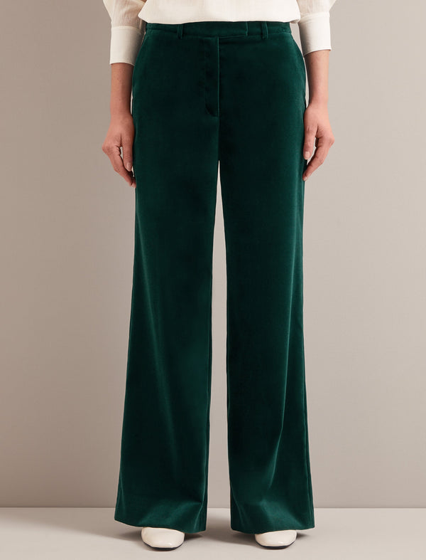 Taylor Velvet Wide Leg Trouser - Green