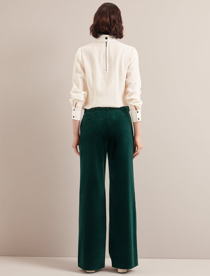 Taylor Velvet Wide Leg Trouser - Green