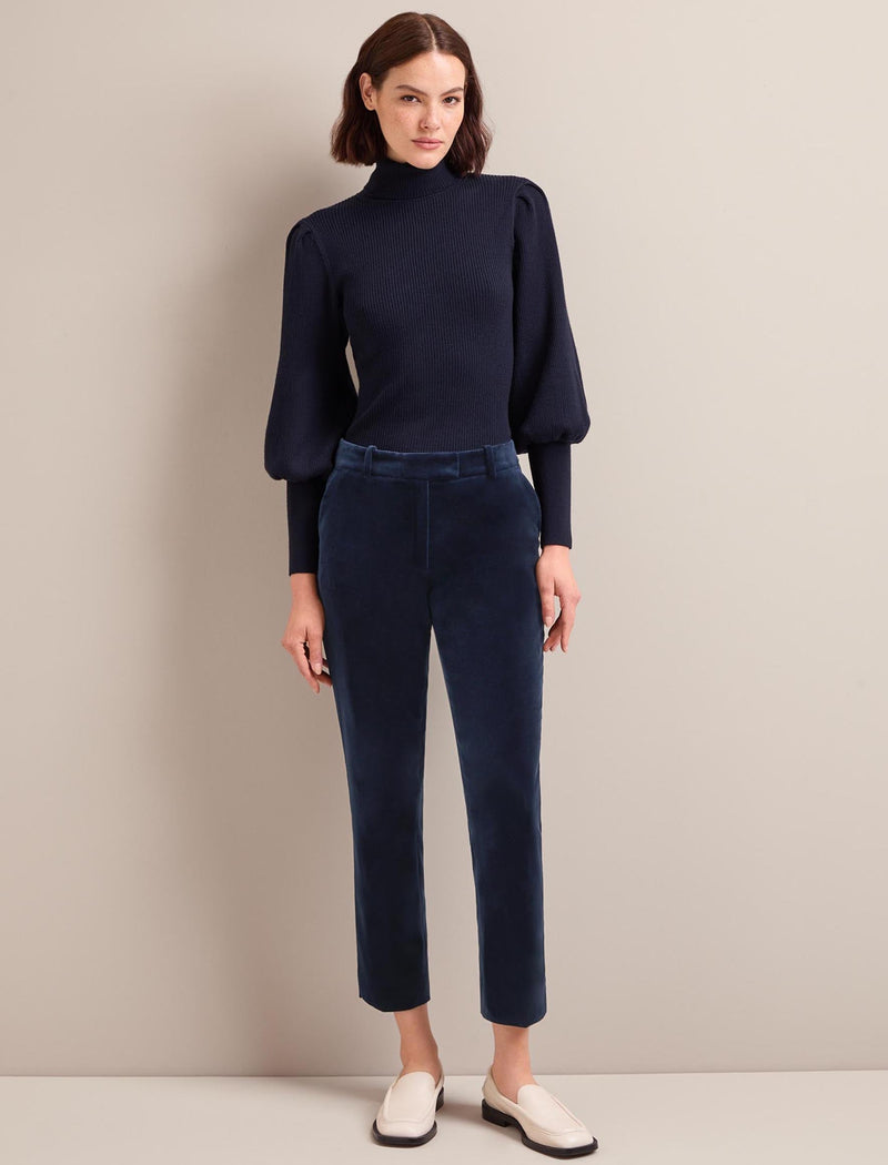 Tatum Velvet Tapered Trouser - Navy