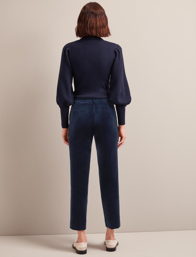 Tatum Velvet Tapered Trouser - Navy