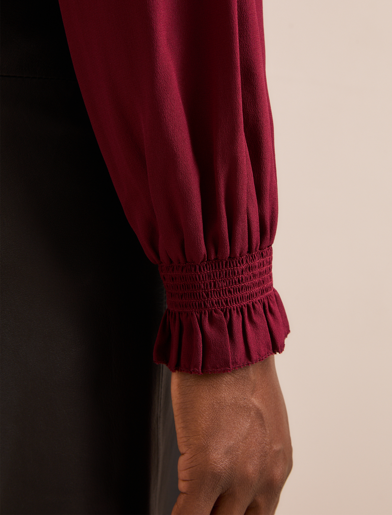 Vera Silk Blouse - Burgundy