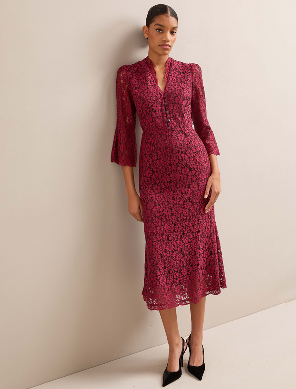 Adeline Lace Maxi Dress - Burgundy