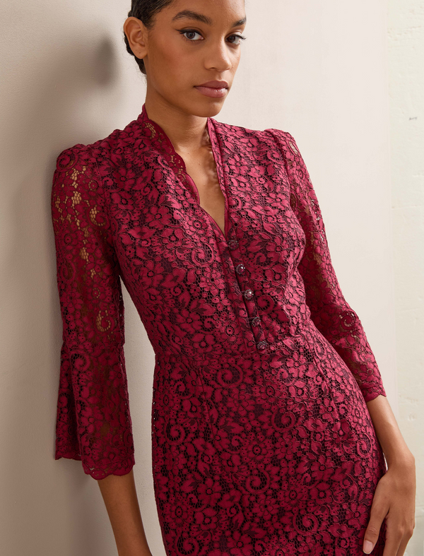 Adeline Lace Maxi Dress - Burgundy