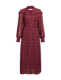 Arabella Fil Coupé Maxi Dress - Rust Burgundy Carnation Print