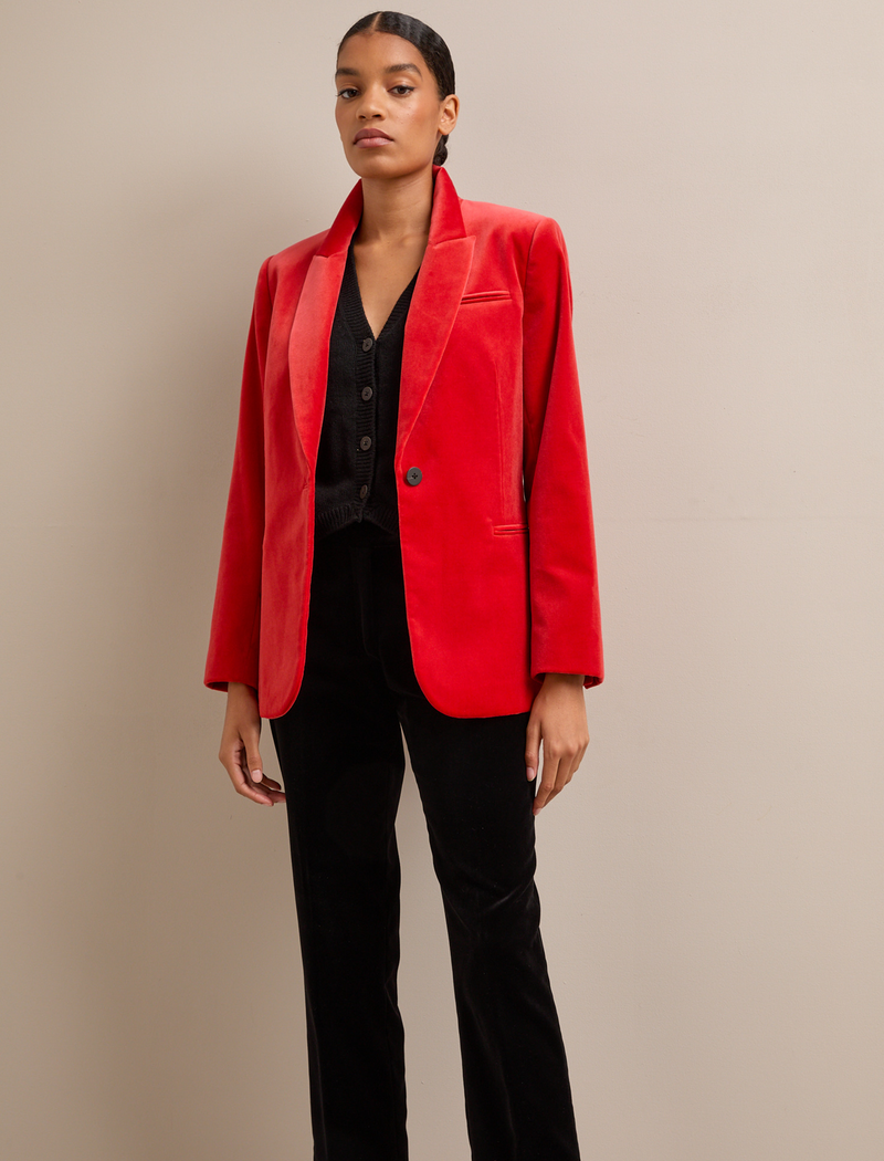 Jamie Velvet Blazer - Dark Orange