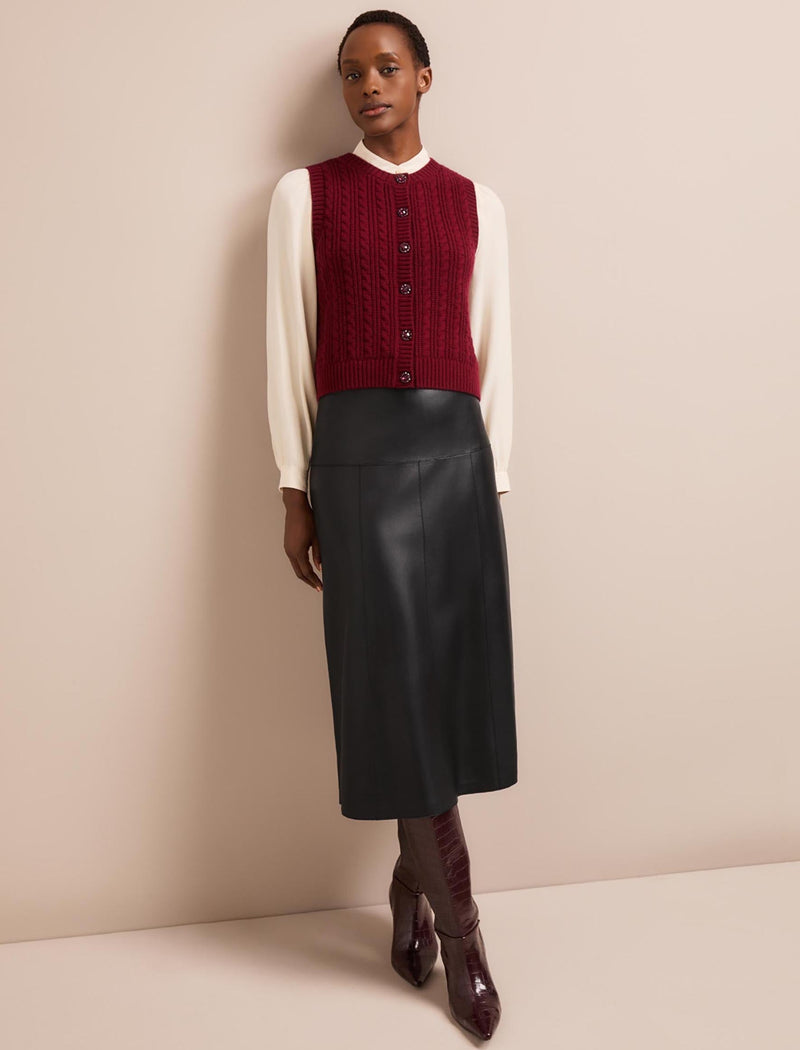 Meryl Cashmere Cable Knit - Burgundy