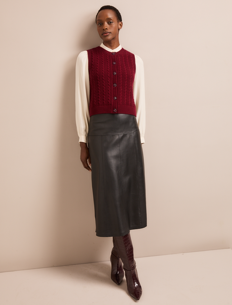 Meryl Cashmere Cable Knit - Burgundy