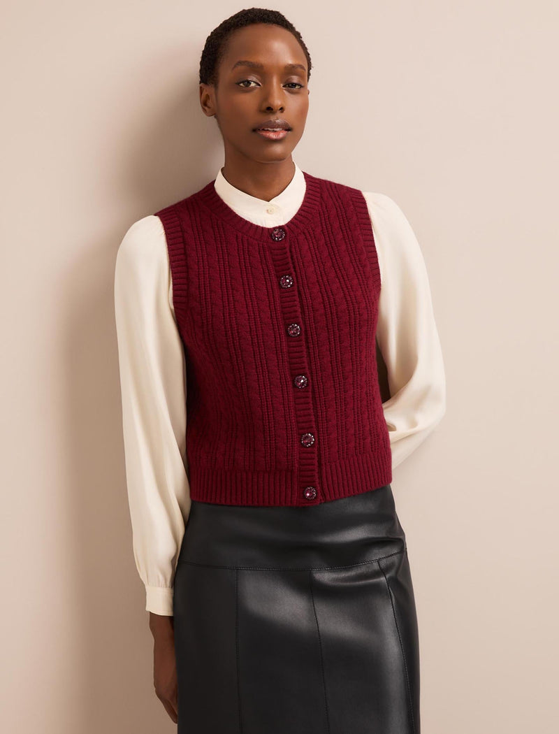 Meryl Cashmere Cable Knit - Burgundy