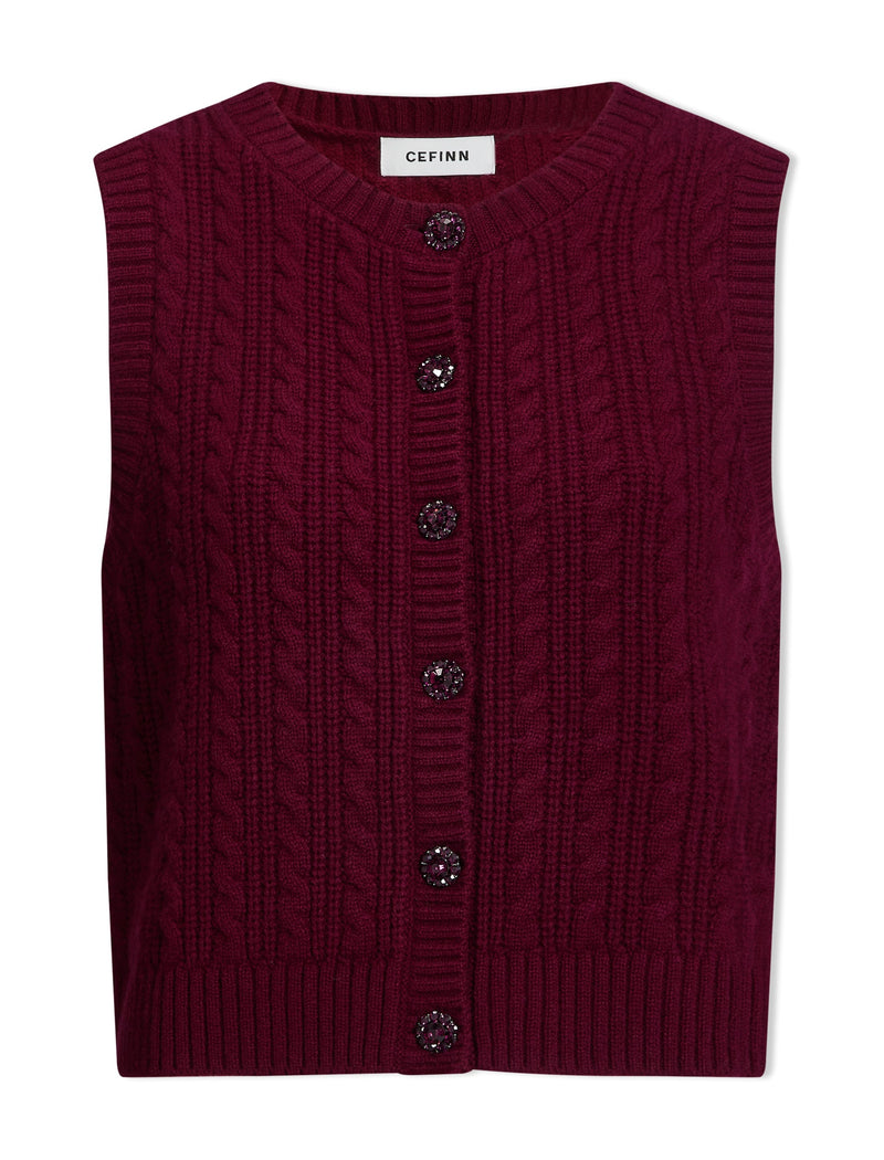 Meryl Cashmere Cable Knit - Burgundy