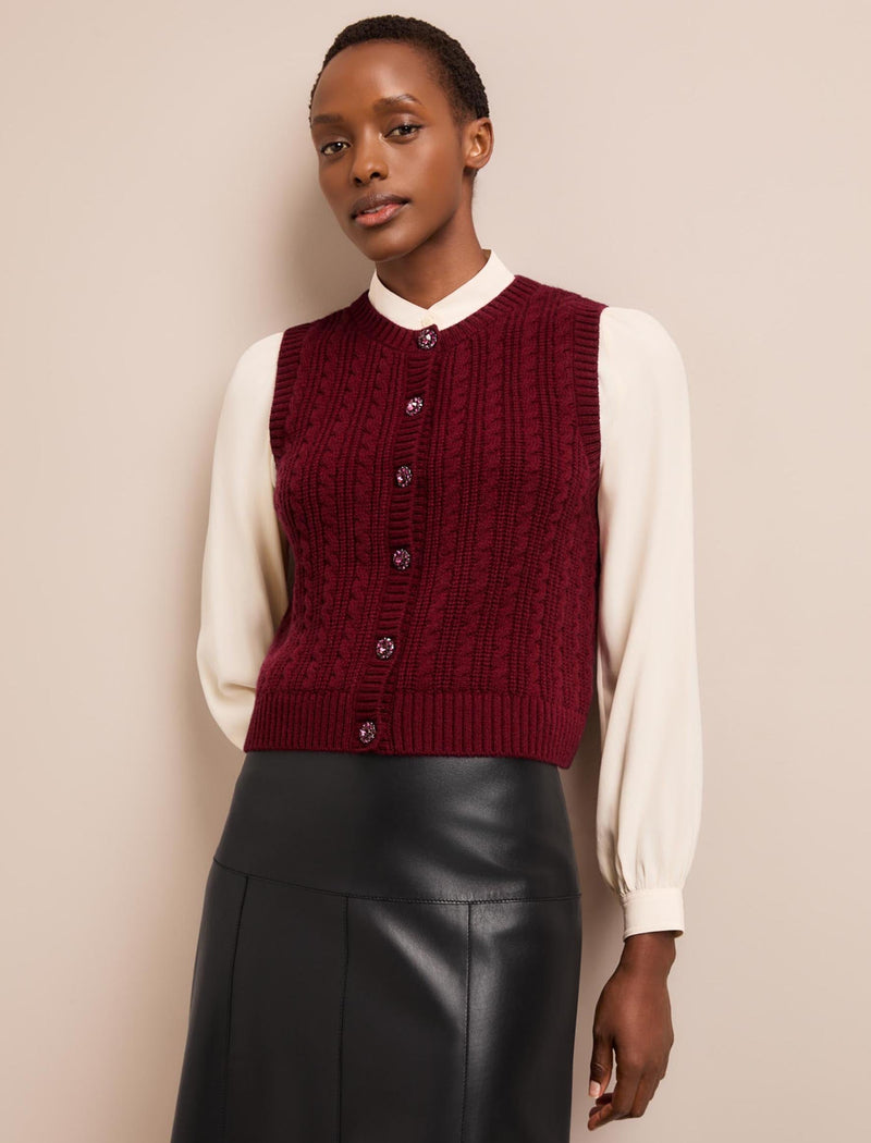 Meryl Cashmere Cable Knit - Burgundy