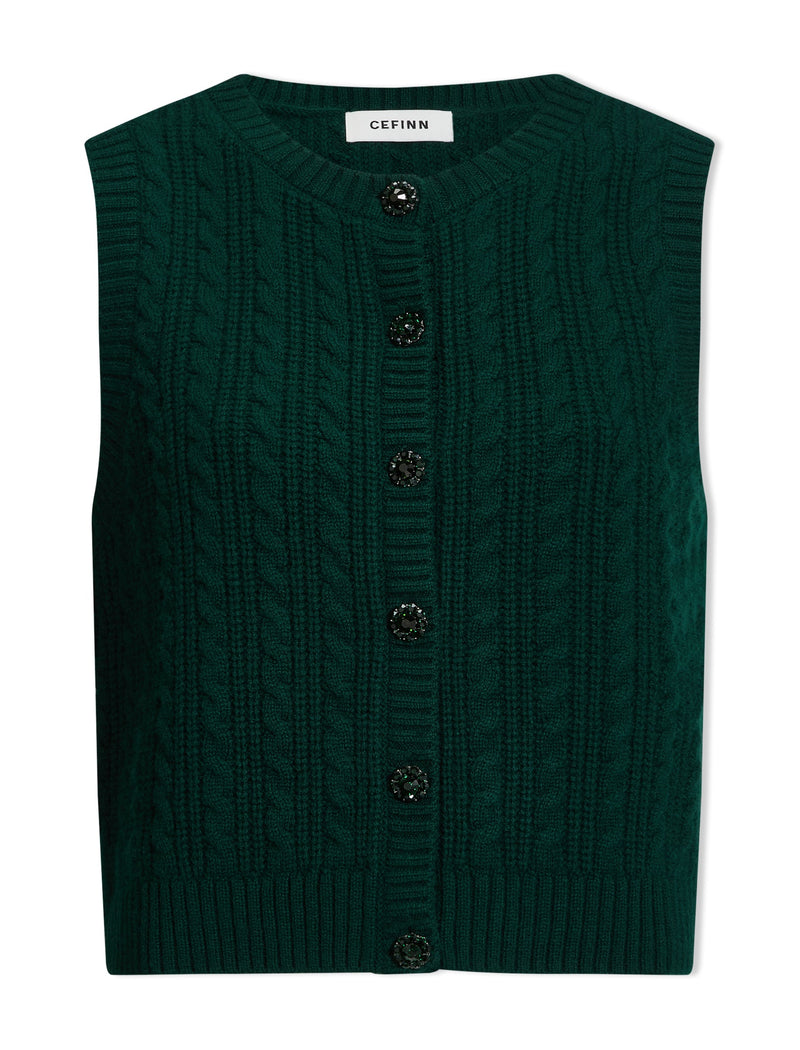 Meryl Cashmere Cable Knit - Dark Green