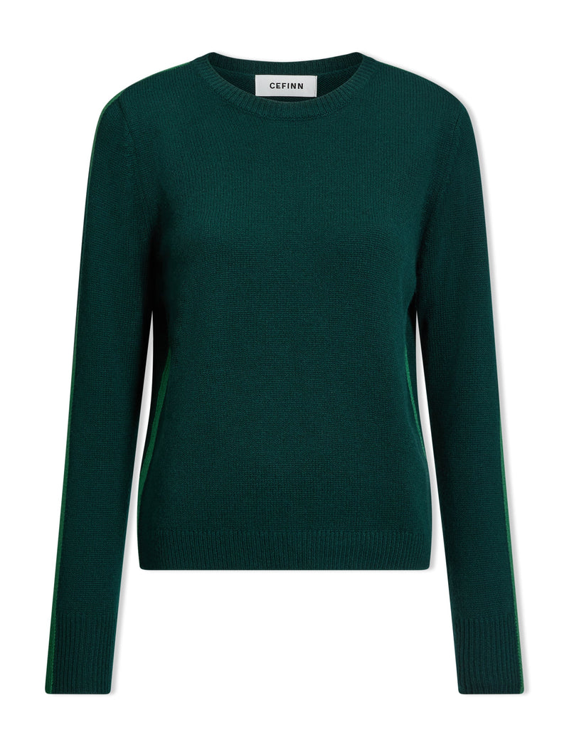 Romi Cashmere Jumper - Dark Green Mid Green