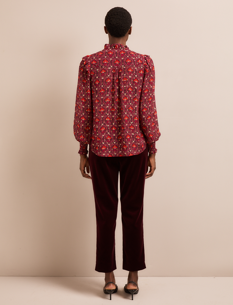 Stella Fil Coupé Blouse - Rust Burgundy Carnation Print
