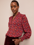 Stella Fil Coupé Blouse - Rust Burgundy Carnation Print