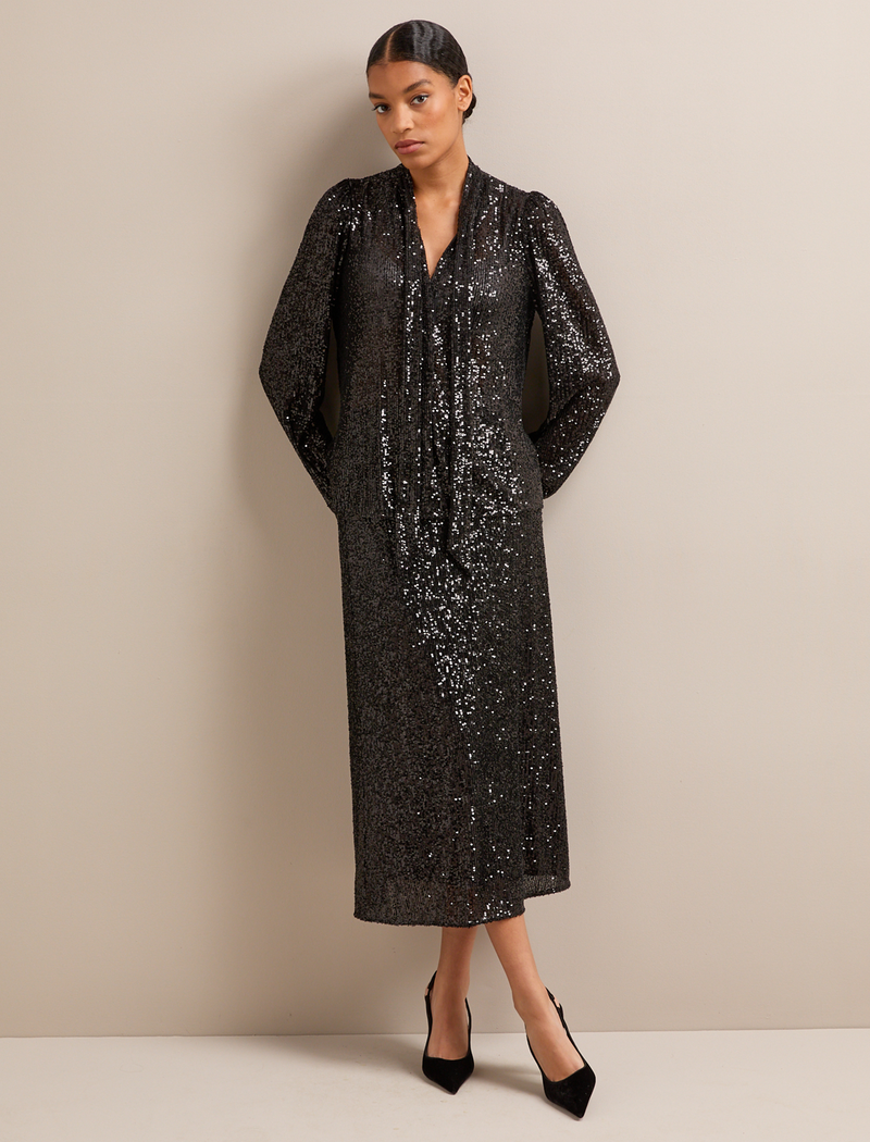 Elara Sequin Blouse - Black
