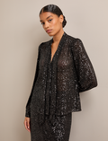 Elara Sequin Blouse - Black