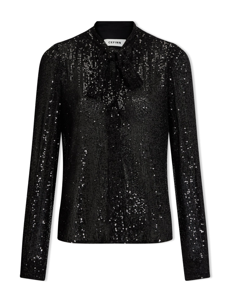 Elara Sequin Blouse - Black