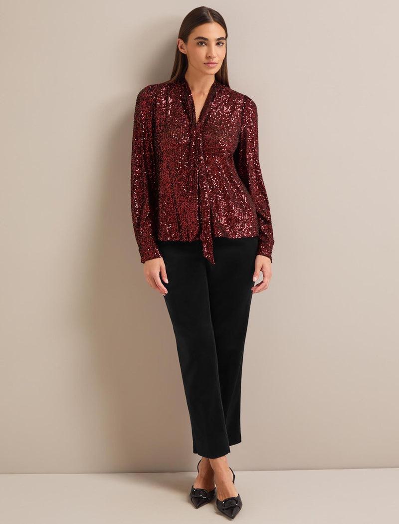 Elara Sequin Blouse - Burgundy