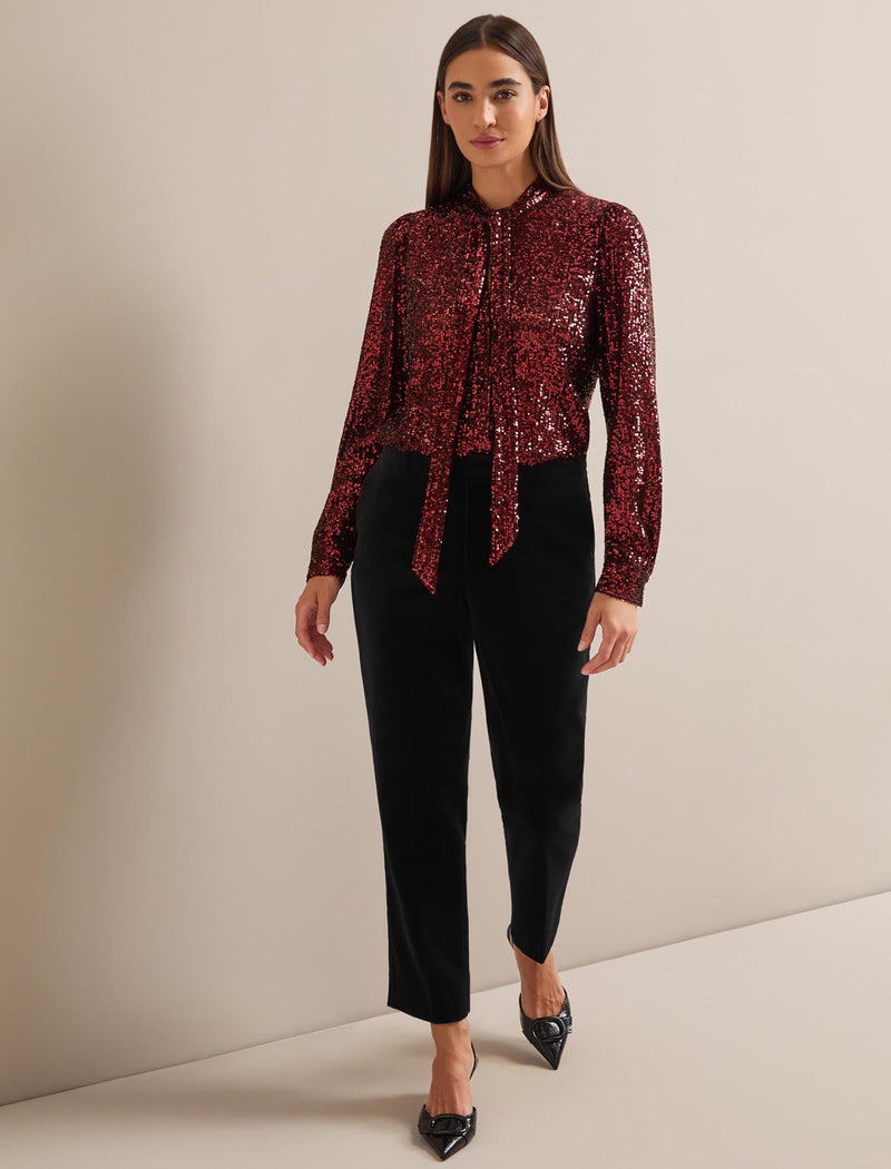 Elara Sequin Blouse - Burgundy