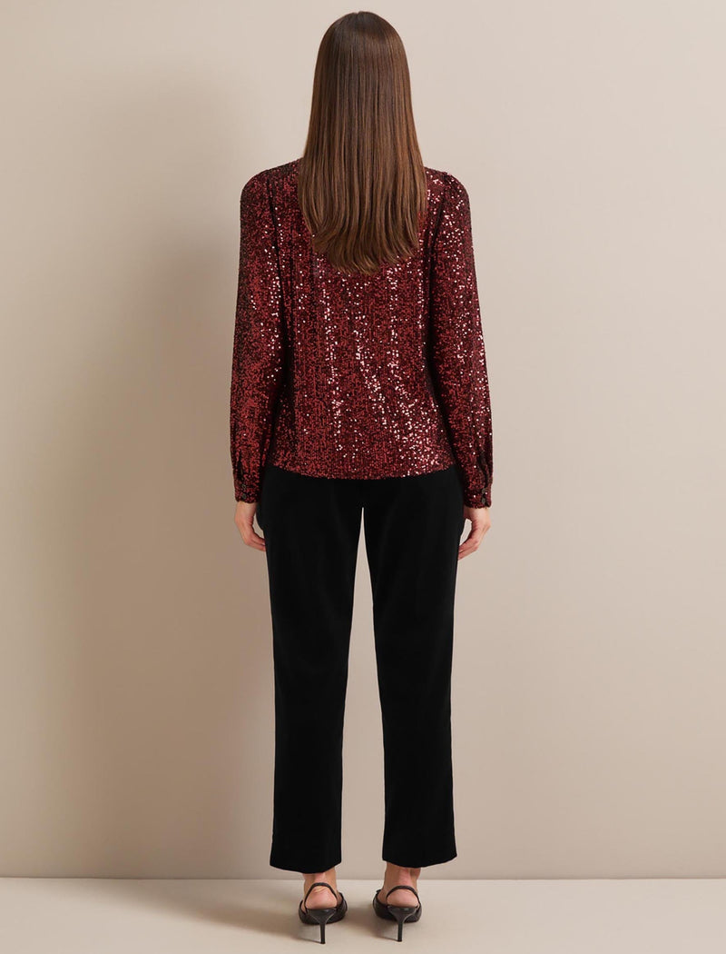 Elara Sequin Blouse - Burgundy
