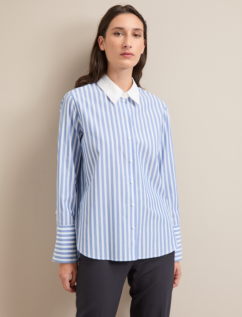 Seymour Cotton Shirt - Blue White Stripe