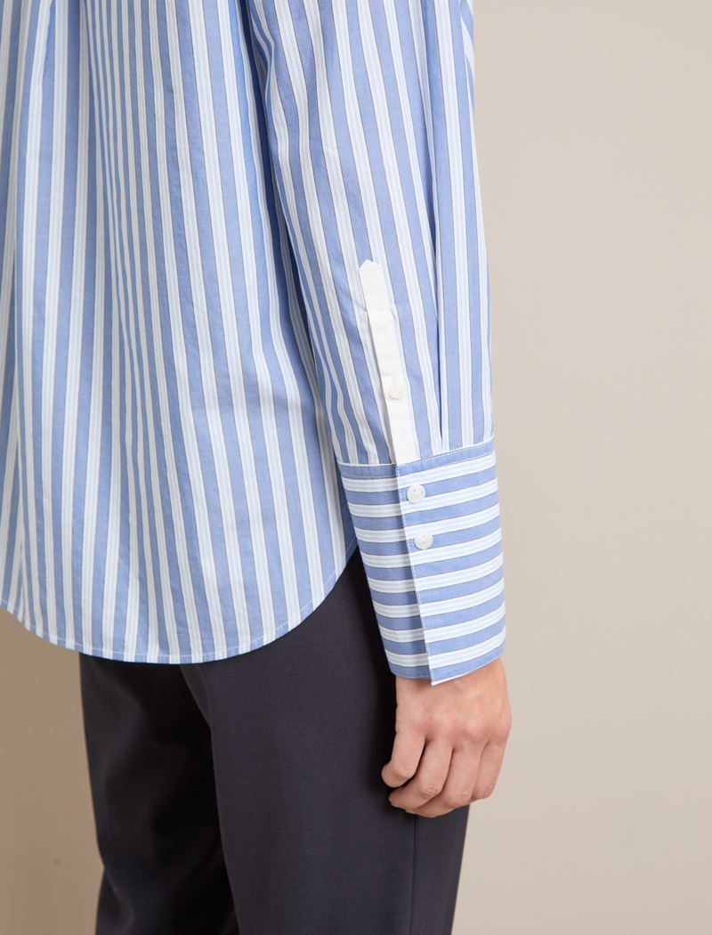 Seymour Cotton Shirt - Blue White Stripe