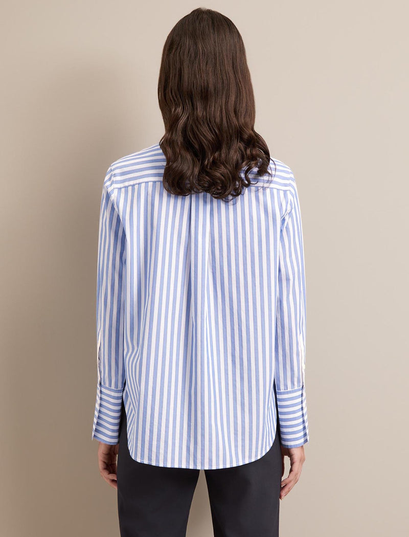 Seymour Cotton Shirt - Blue White Stripe