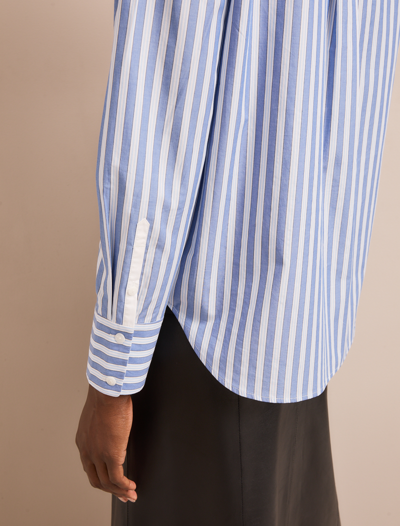 Sefton Cotton Shirt - Blue White Stripe