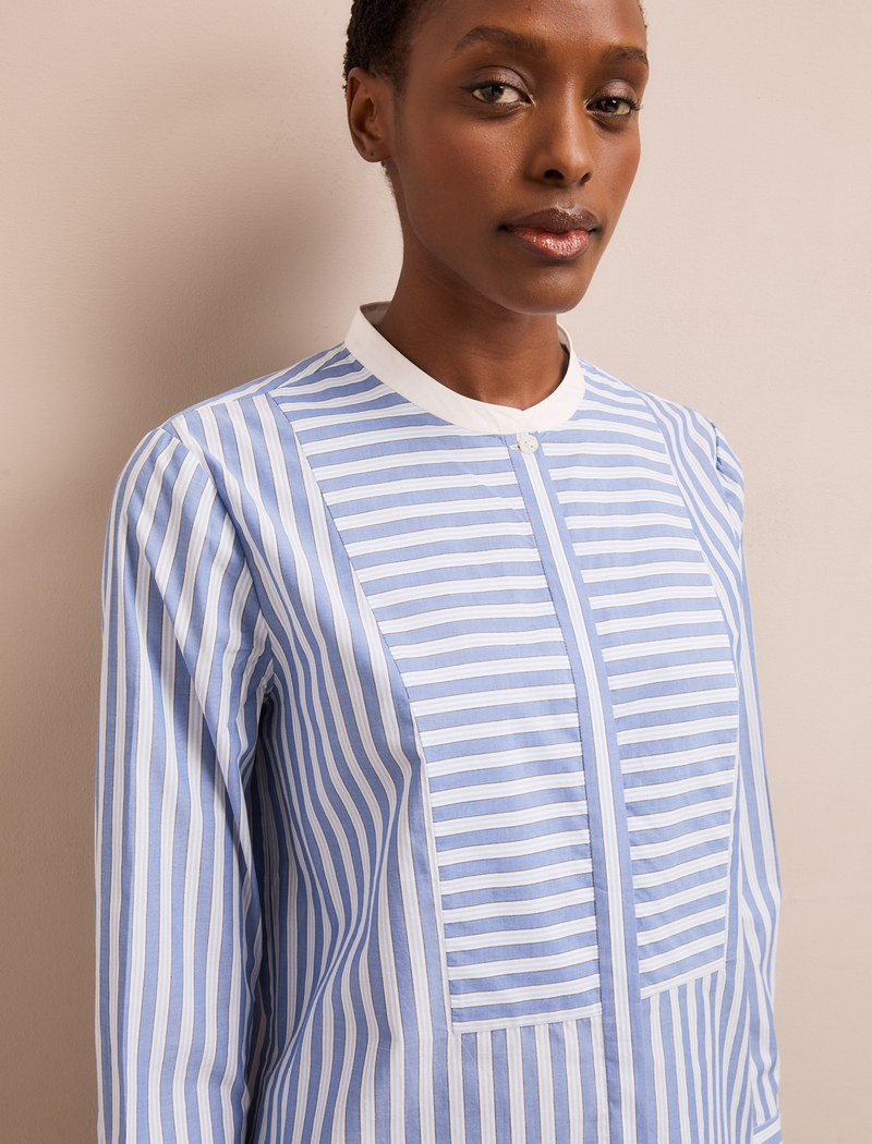 Sefton Cotton Shirt - Blue White Stripe