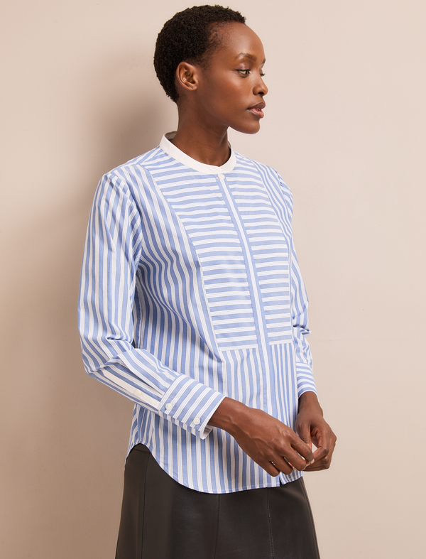 Sefton Cotton Shirt - Blue White Stripe